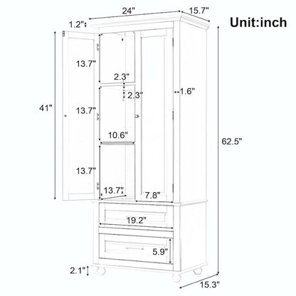 Tall Storage Cabinet with Two Drawers