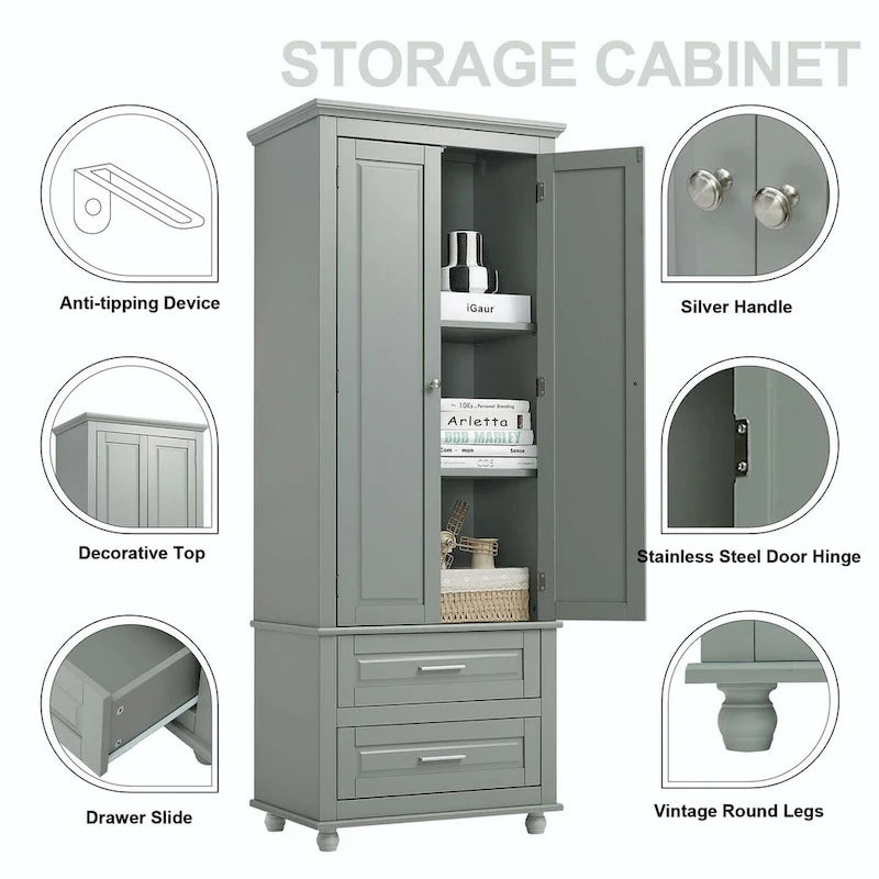Tall Storage Cabinet with Two Drawers