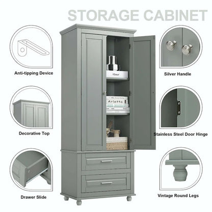 Tall Storage Cabinet with Two Drawers
