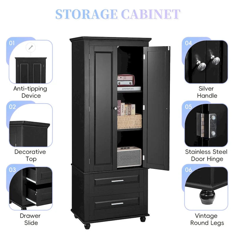 Tall Storage Cabinet with Two Drawers