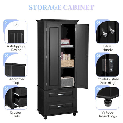 Tall Storage Cabinet with Two Drawers