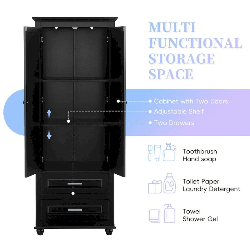Tall Storage Cabinet with Two Drawers