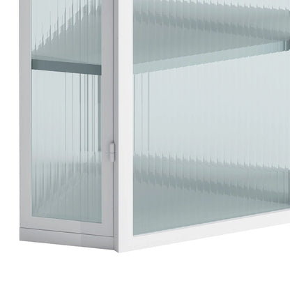 Roomfitters Glass Door Wall-Mounted Corner Cabinet with Four-Tier Storage - Ideal for Bedroom, Living Room, Bathroom, Kitchen
