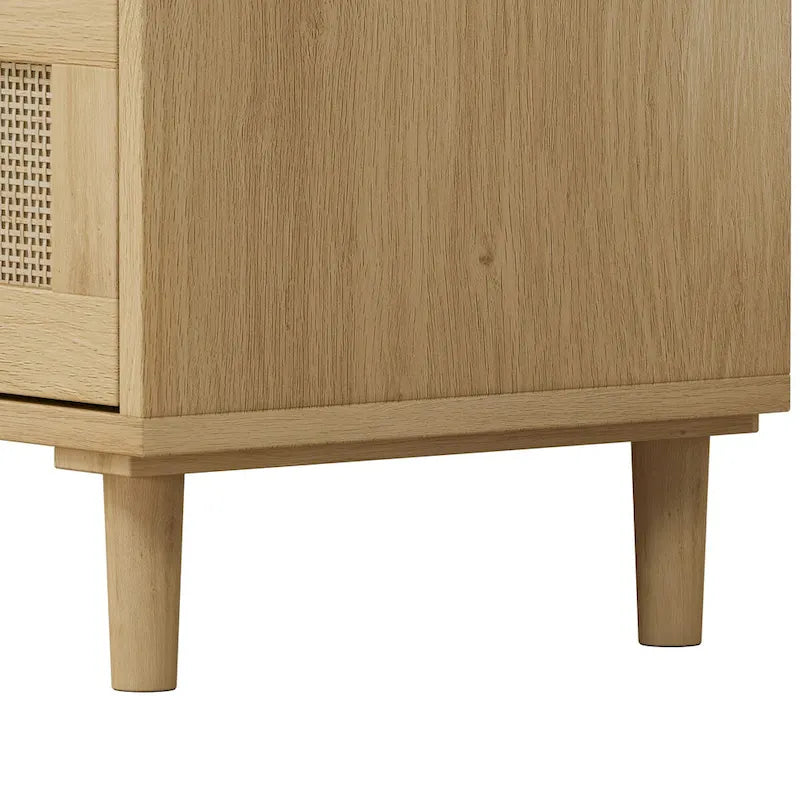 Roomfitters 31.50 Oak Rattan 3-Drawer Storage Cabinet for Bedroom, Living Room, and Hallways