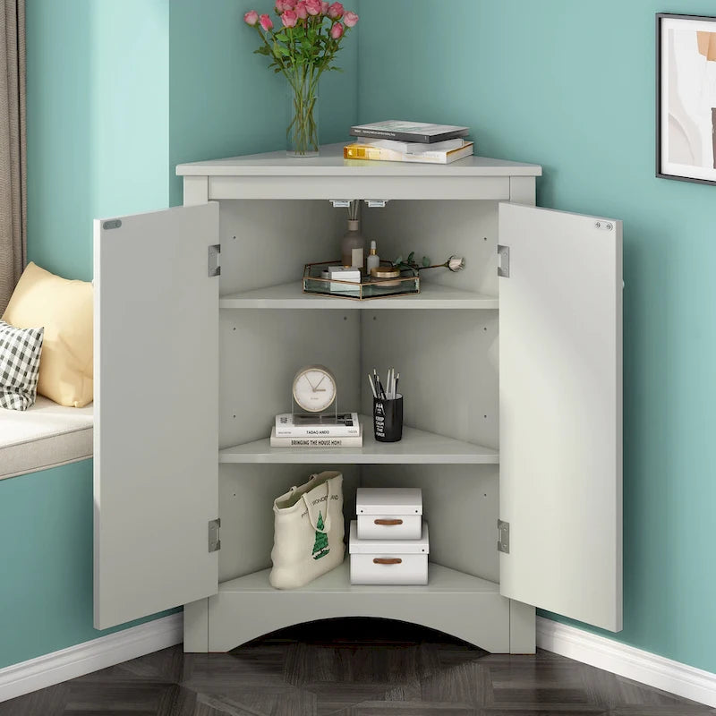Triangle Bathroom Storage Cabinet with Adjustable Shelves