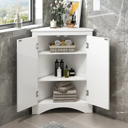 Triangle Bathroom Storage Cabinet with Adjustable Shelves
