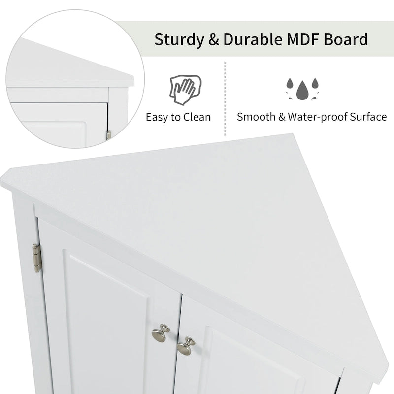 Triangle Bathroom Storage Cabinet with Adjustable Shelves